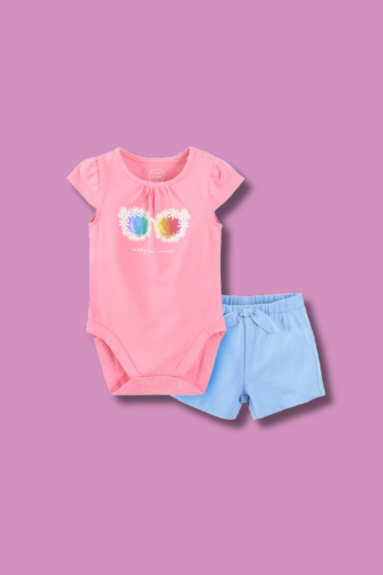 Ensemble deux pièces fille 3-6 mois (Body-short)1