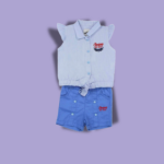 Ensemble 2Pcs Bleu chemise1