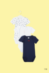 Lot de 3 bodies bébé( bleu foncé-blanc)