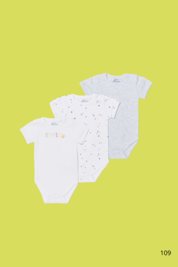 Lot de 3 bodies bébé gris-blanc