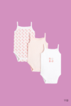 Lot de 3 bodies bretelles bébe fille – Blanc et rose coton
