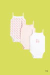 Lot de 3 bodies bretelles bébe fille – Blanc et rose coton