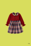 Robe manches longues bordeau a carreau pour fille (2)