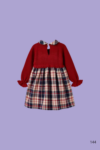 Robe manches longues bordeau a carreau pour fille (2)