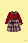 Robe manches longues bordeau a carreau pour fille (2)