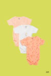 Lot de 3 bodies fantaisie En coton orange